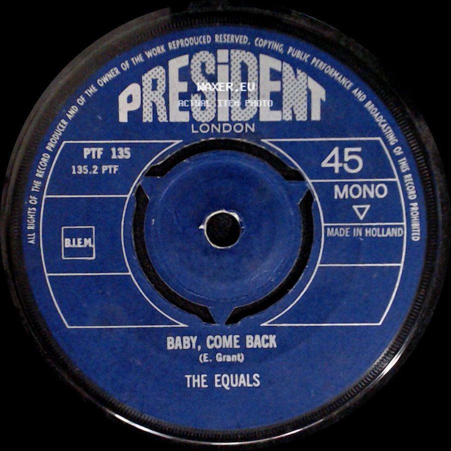 The Equals - Baby, Come Back / Hold Me Closer side A