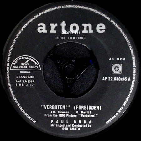 Paul Anka - Midnight / Verboten! (Forbidden) side B
