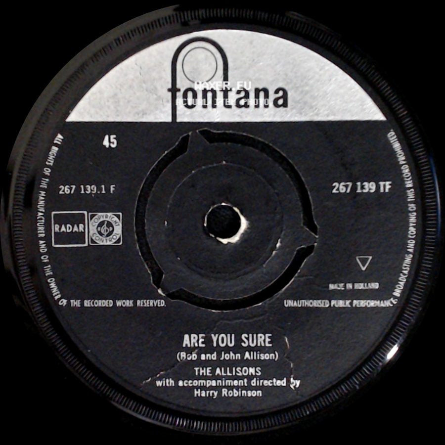 The Allisons - There's One Thing More / Are You Sure side B