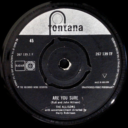 The Allisons - There's One Thing More / Are You Sure side B