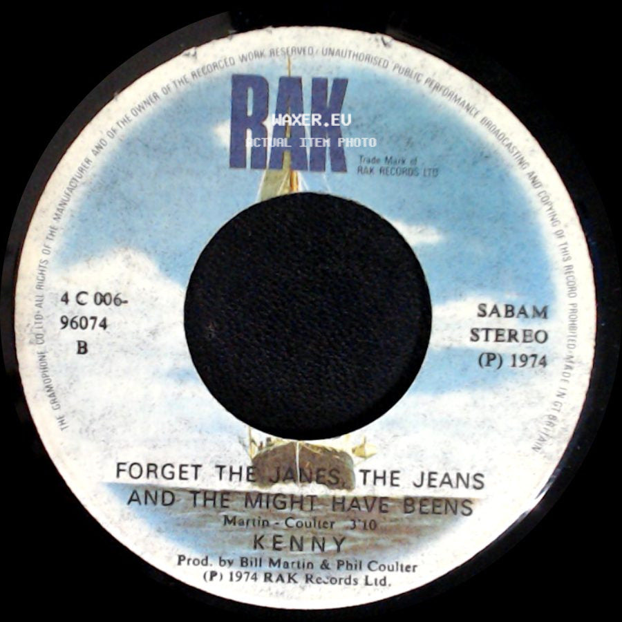 Kenny - The Bump / Forget The James, The Jeans And The Might Have Beens side B