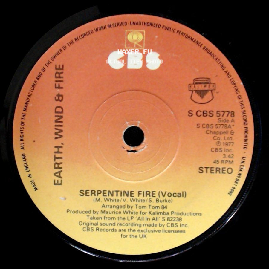 Earth, Wind & Fire - Serpentine Fire (Vocal) / Serpentine Fire (Instrumental) side A