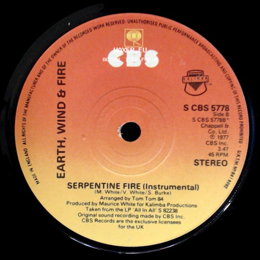 Earth, Wind & Fire - Serpentine Fire (Vocal) / Serpentine Fire (Instrumental) side B