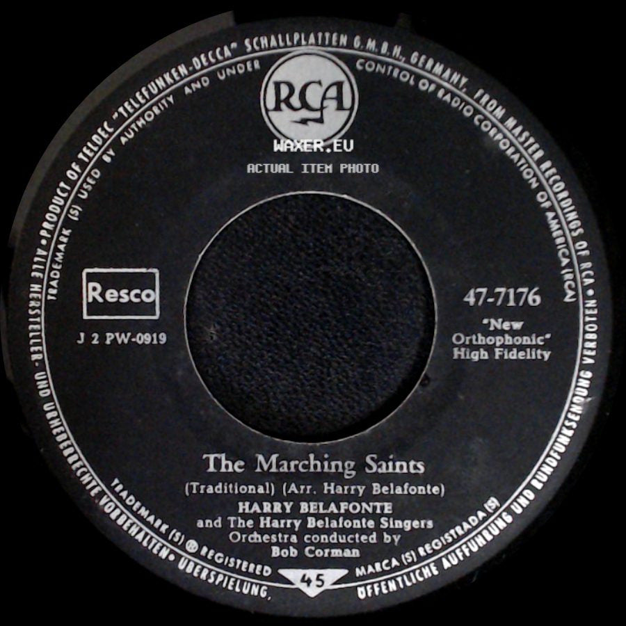 Harry Belafonte With Victor Messer & Millard Thomas / Harry Belafonte And The Harry Belafonte Singers - Did You Hear About Jerry / The Marching Saints side B