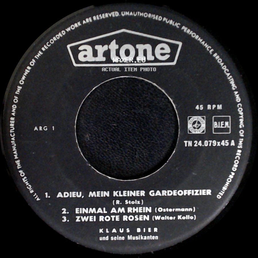 Klaus Bier Und Seine Musikanten - Adieu, Mein Kleiner Gardeoffizier / Unknown Title B side A