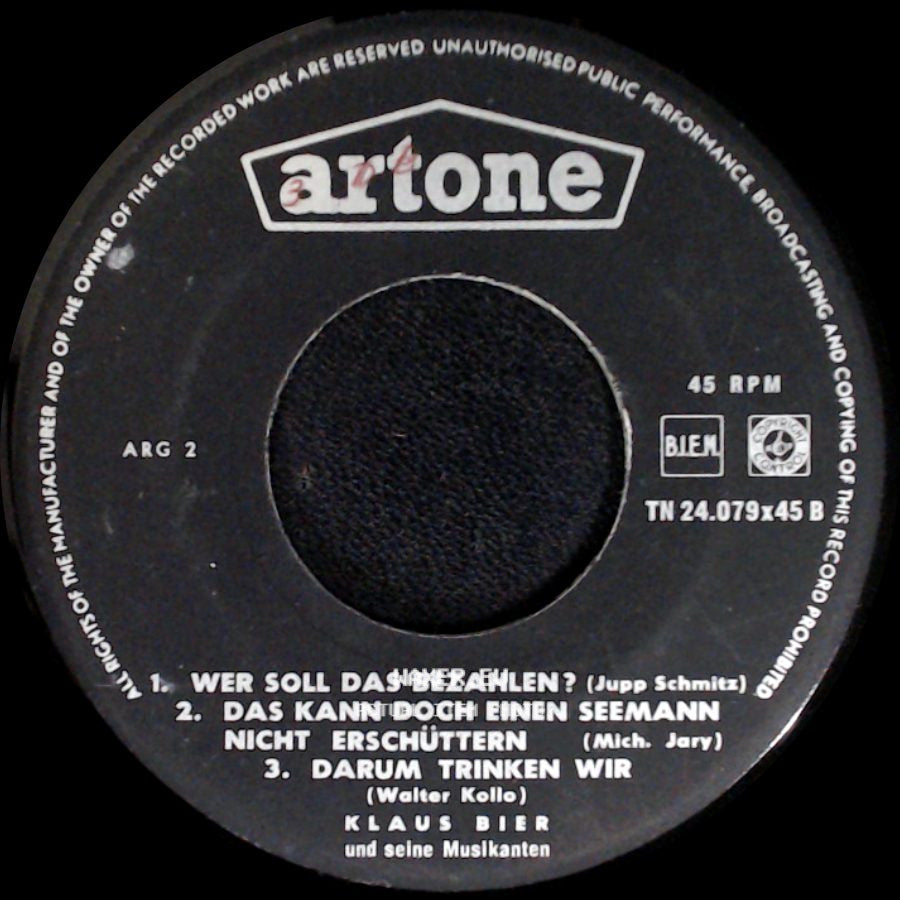 Klaus Bier Und Seine Musikanten - Adieu, Mein Kleiner Gardeoffizier / Unknown Title B side B