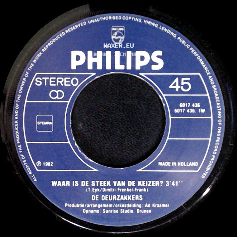 De Deurzakkers - La La La Van Strauss En Zo / Waar Is De Steek Van De Keizer? side B