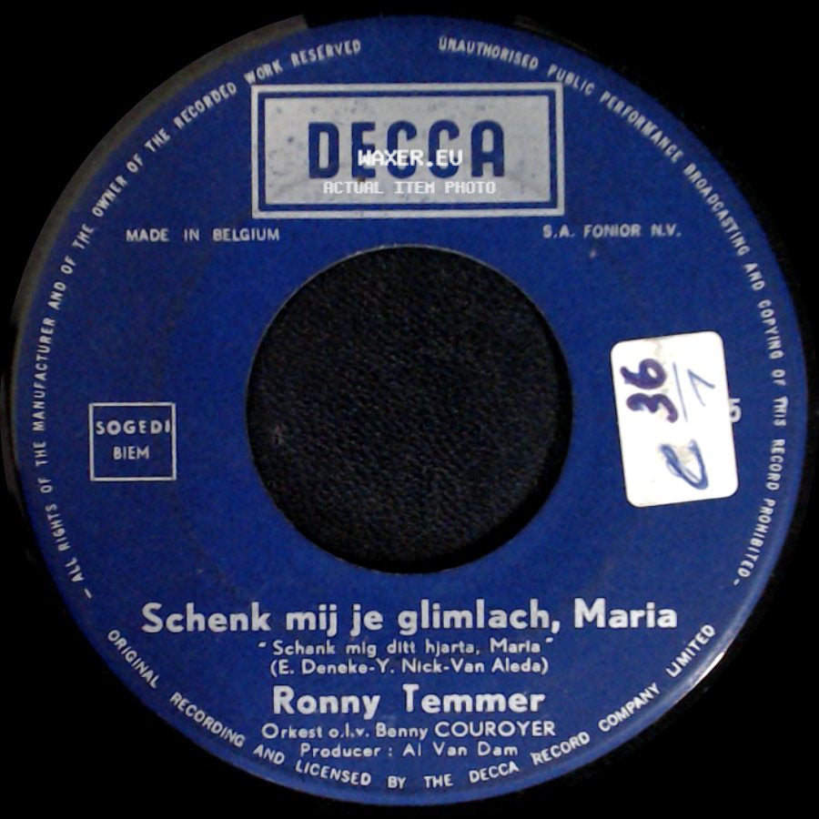 Ronny Temmer - Laat Mij Geen Souvenirs / Schenk Mij Je Glimlach, Maria side B
