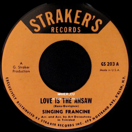 Singing Francine - Love Is The Ansaw / Black And White side A