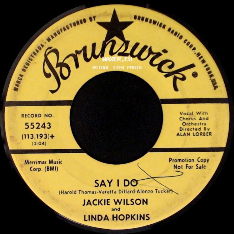 Jackie Wilson And Linda Hopkins - Shake A Hand / Say I Do side B
