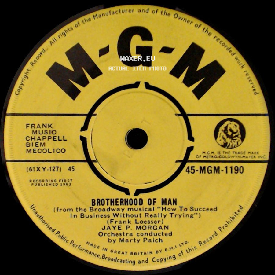 Jaye P. Morgan - Brotherhood Of Man / Nobody's Sweetheart side A