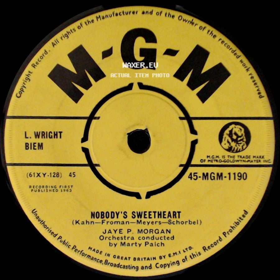 Jaye P. Morgan - Brotherhood Of Man / Nobody's Sweetheart side B