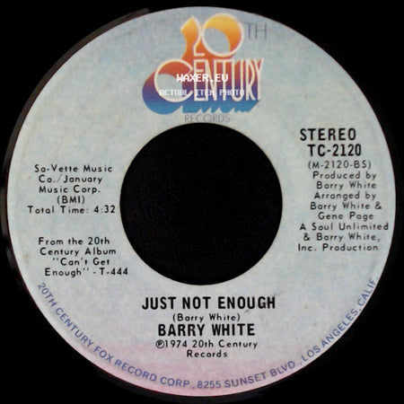 Barry White - Can't Get Enough Of Your Love, Babe / Just Not Enough side B