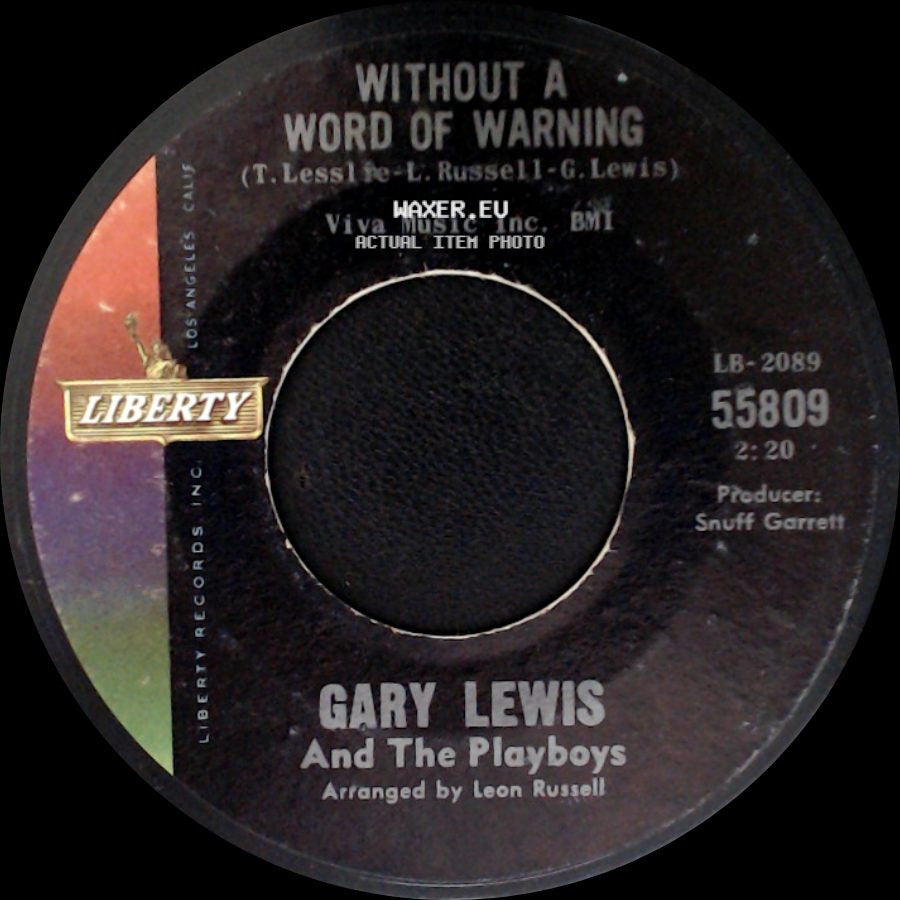 Gary Lewis And The Playboys - Save Your Heart For Me / Without A Word Of Warning side B