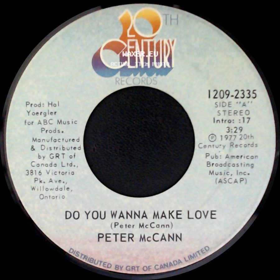 Peter Mccann - Right Time Of The Night / Do You Wanna Make Love side B