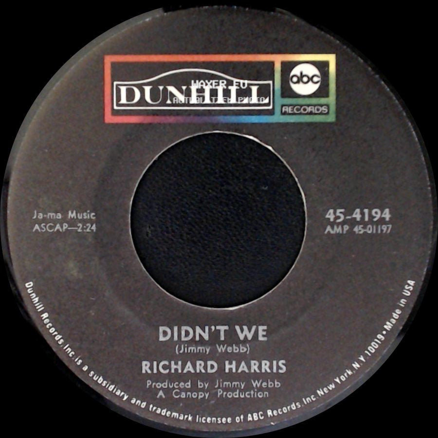 Richard Harris - Didn't We / Paper Chase side A