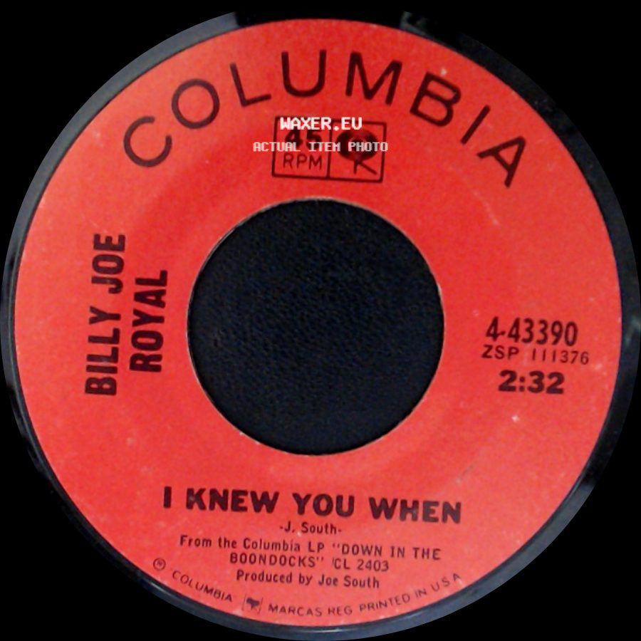 Billy Joe Royal - I Knew You When / Steal Away side A