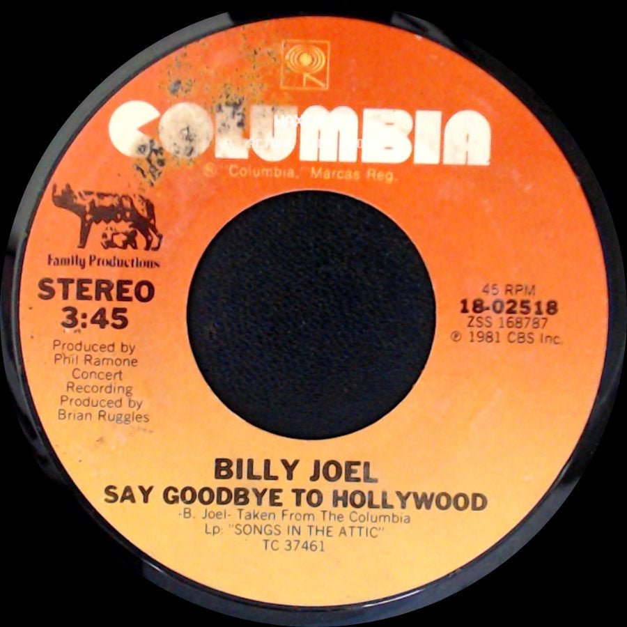 Billy Joel - Summer, Highland Falls / Say Goodbye To Hollywood side B