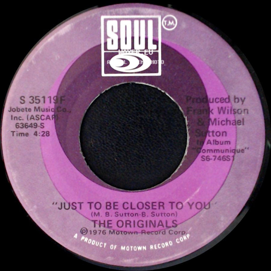 The Originals - Just To Be Closer To You / Down To Love Town (Long Version) side A