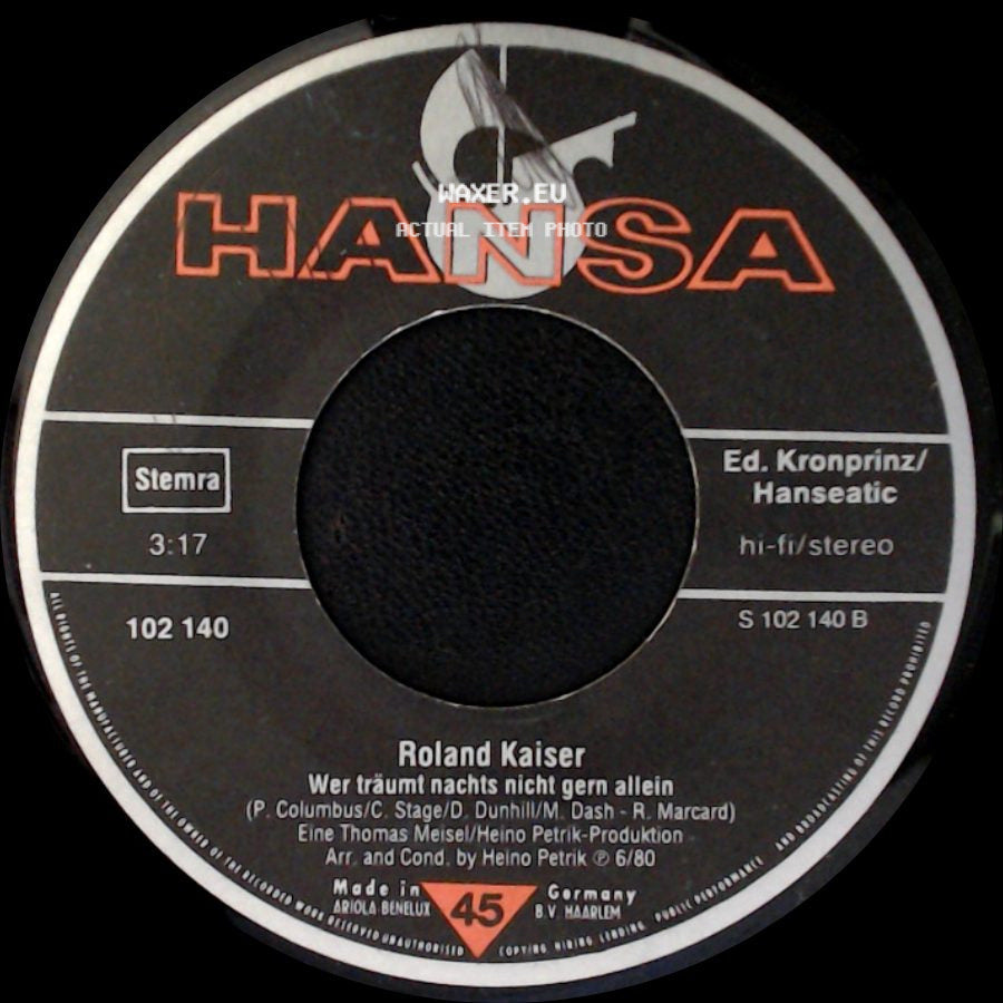 Roland Kaiser - Wer Träumt Nachts Nicht Gern Allein / Santa Maria side A