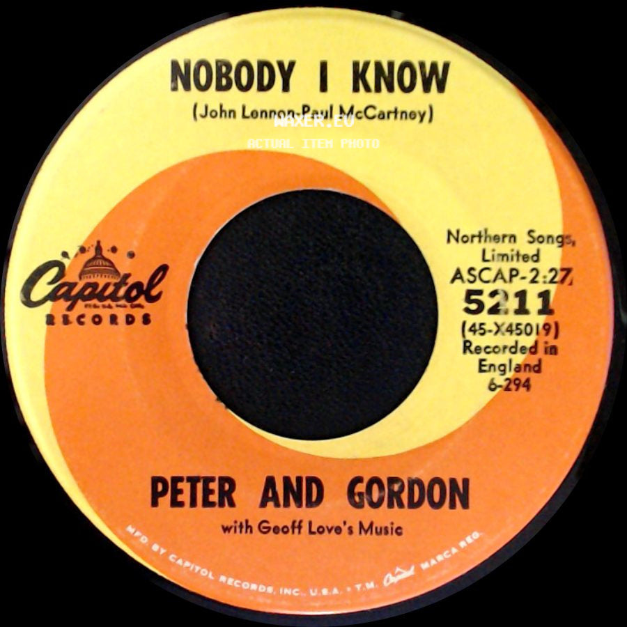 Peter And Gordon - You Don't Have To Tell Me / Nobody I Know side B