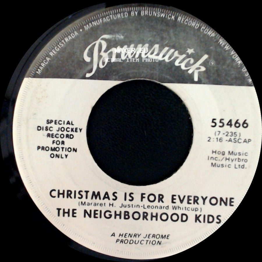The Neighborhood Kids - The Christmas Party Of The Eight Reindeer / Christmas Is For Everyone side B