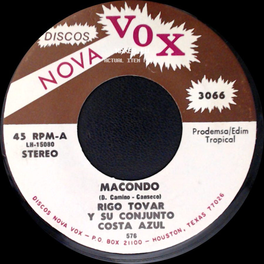 Rigo Tovar Y Su Conjunto Costa Azul - Macondo / El Cisne side A