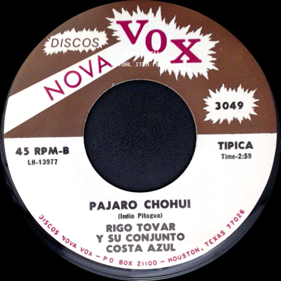 Rigo Tovar Y Su Conjunto Costa Azul - Cuando Vuelvas Tu / Pajaro Chohui side B