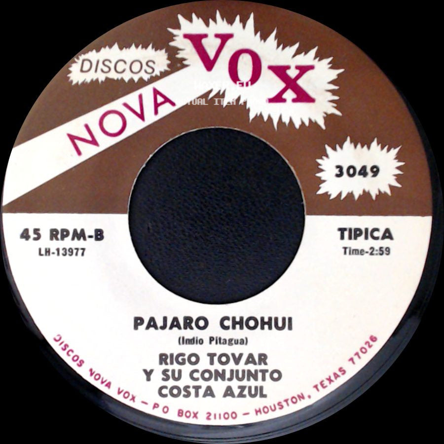 Rigo Tovar Y Su Conjunto Costa Azul - Pajaro Chohui / Cuando Vuelvas Tu side A