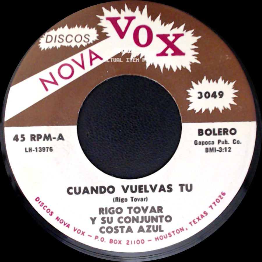 Rigo Tovar Y Su Conjunto Costa Azul - Pajaro Chohui / Cuando Vuelvas Tu side B
