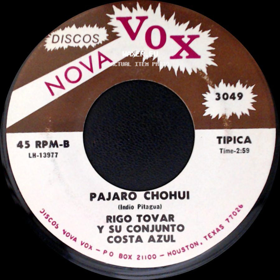 Rigo Tovar Y Su Conjunto Costa Azul - Cuando Vuelvas Tu / Pajaro Chohui side B