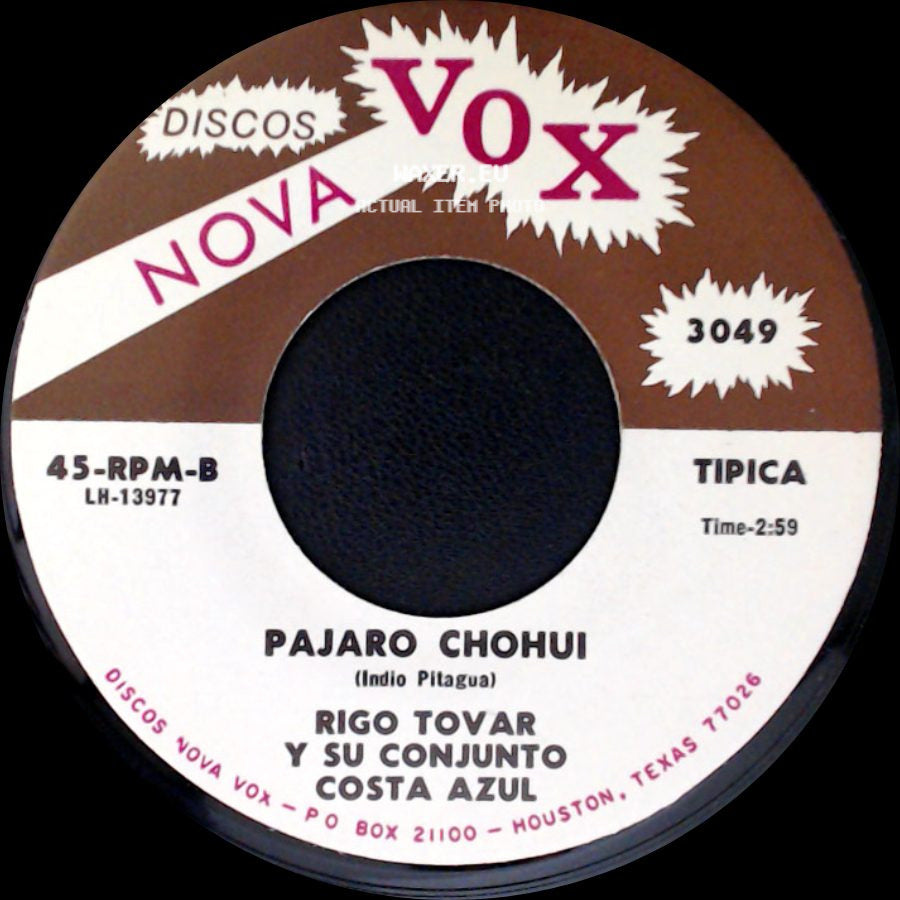 Rigo Tovar Y Su Conjunto Costa Azul - Cuando Vuelvas Tu / Pajaro Chohui side B