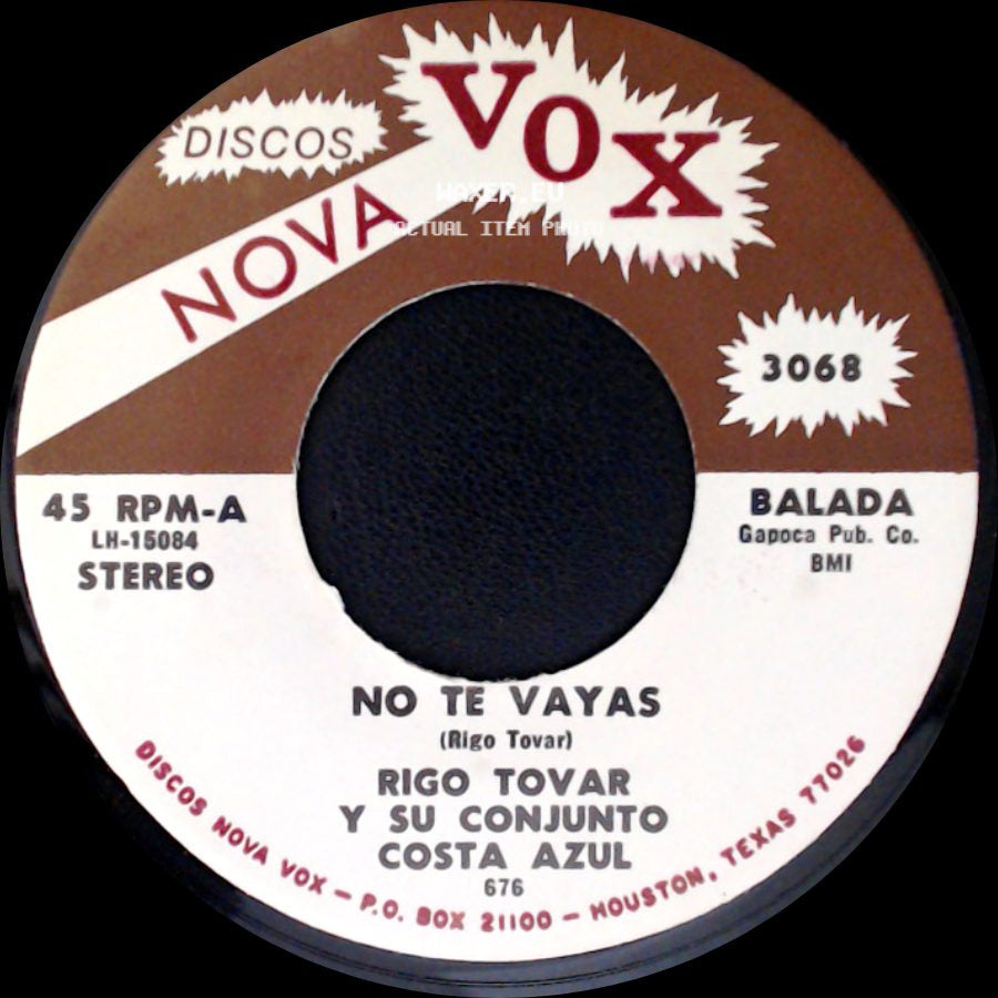 Rigo Tovar Y Su Conjunto Costa Azul - El Pastorcillo / No Te Vayas side B