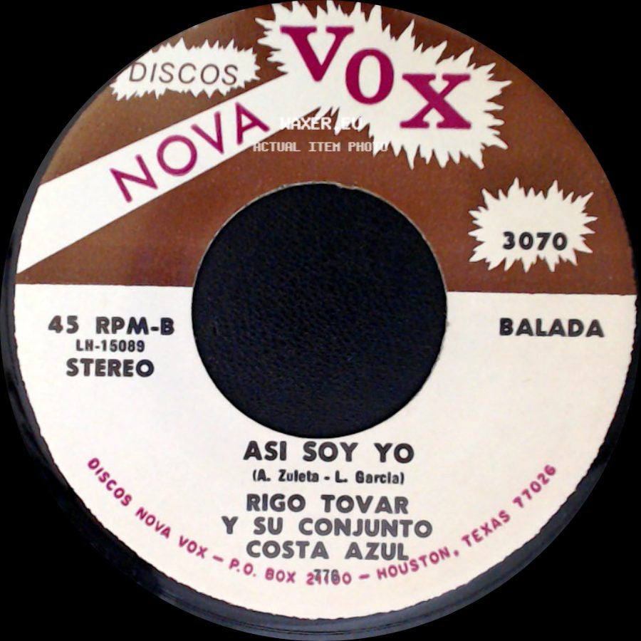 Rigo Tovar Y Su Conjunto Costa Azul - Todo Por Ti / Asi Soy Yo side B