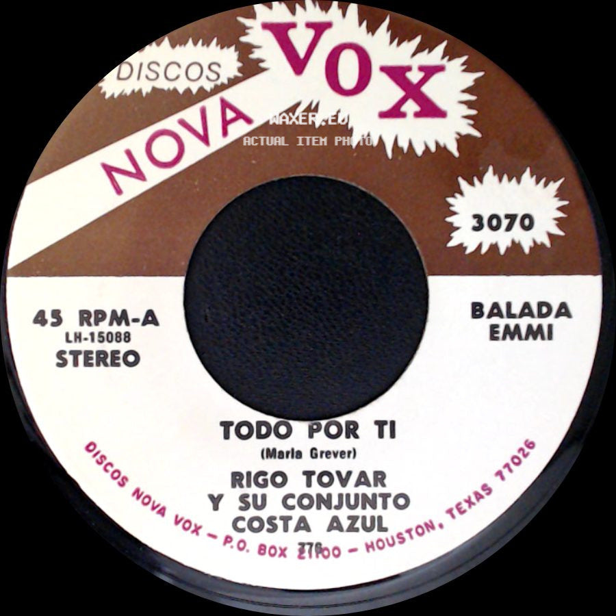 Rigo Tovar Y Su Conjunto Costa Azul - Asi Soy Yo / Todo Por Ti side B