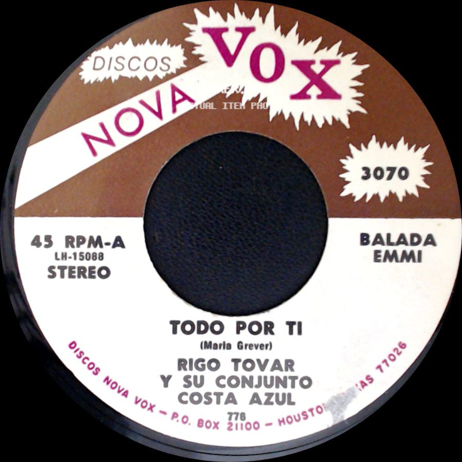 Rigo Tovar Y Su Conjunto Costa Azul - Asi Soy Yo / Todo Por Ti side B