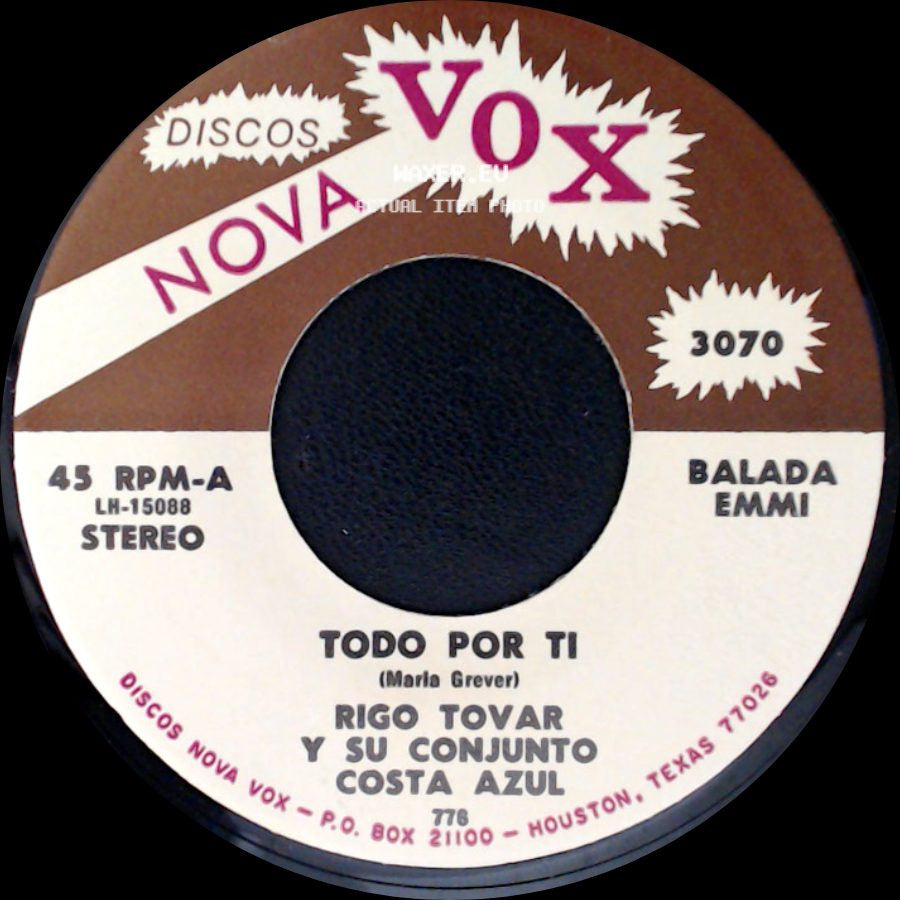 Rigo Tovar Y Su Conjunto Costa Azul - Asi Soy Yo / Todo Por Ti side B