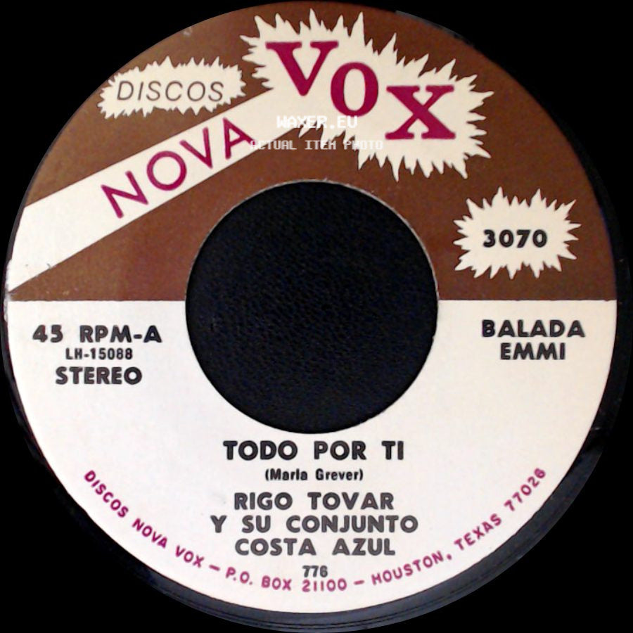 Rigo Tovar Y Su Conjunto Costa Azul - Todo Por Ti / Asi Soy Yo side A