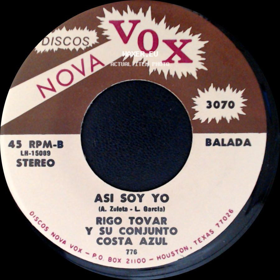 Rigo Tovar Y Su Conjunto Costa Azul - Todo Por Ti / Asi Soy Yo side B