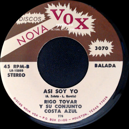 Rigo Tovar Y Su Conjunto Costa Azul - Todo Por Ti / Asi Soy Yo side B
