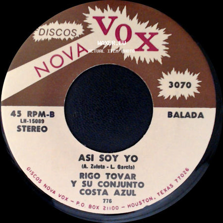 Rigo Tovar Y Su Conjunto Costa Azul - Todo Por Ti / Asi Soy Yo side B