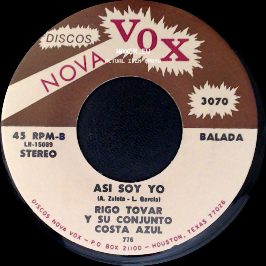 Rigo Tovar Y Su Conjunto Costa Azul - Todo Por Ti / Asi Soy Yo side B