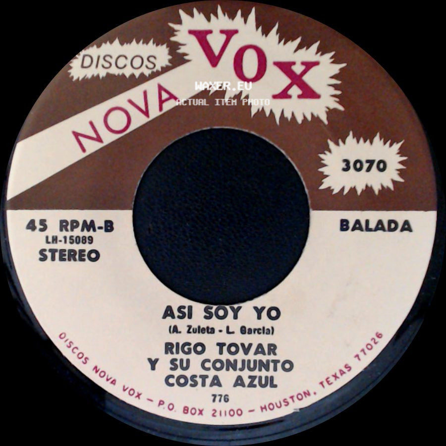 Rigo Tovar Y Su Conjunto Costa Azul - Todo Por Ti / Asi Soy Yo side B