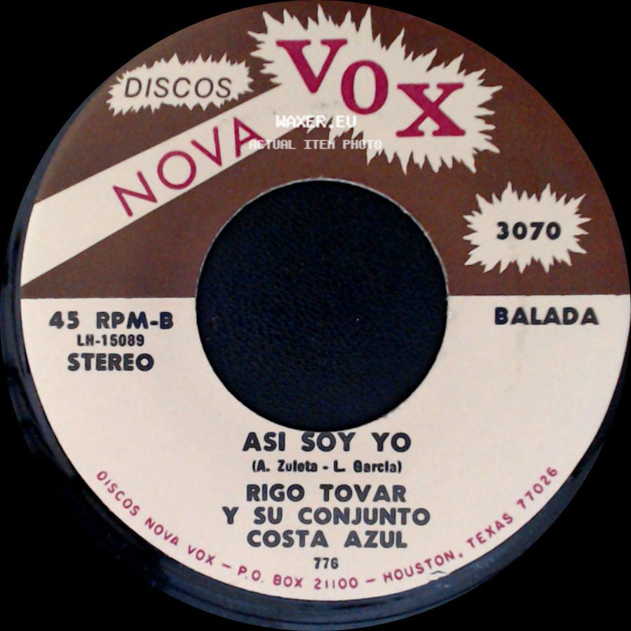 Rigo Tovar Y Su Conjunto Costa Azul - Todo Por Ti / Asi Soy Yo side B