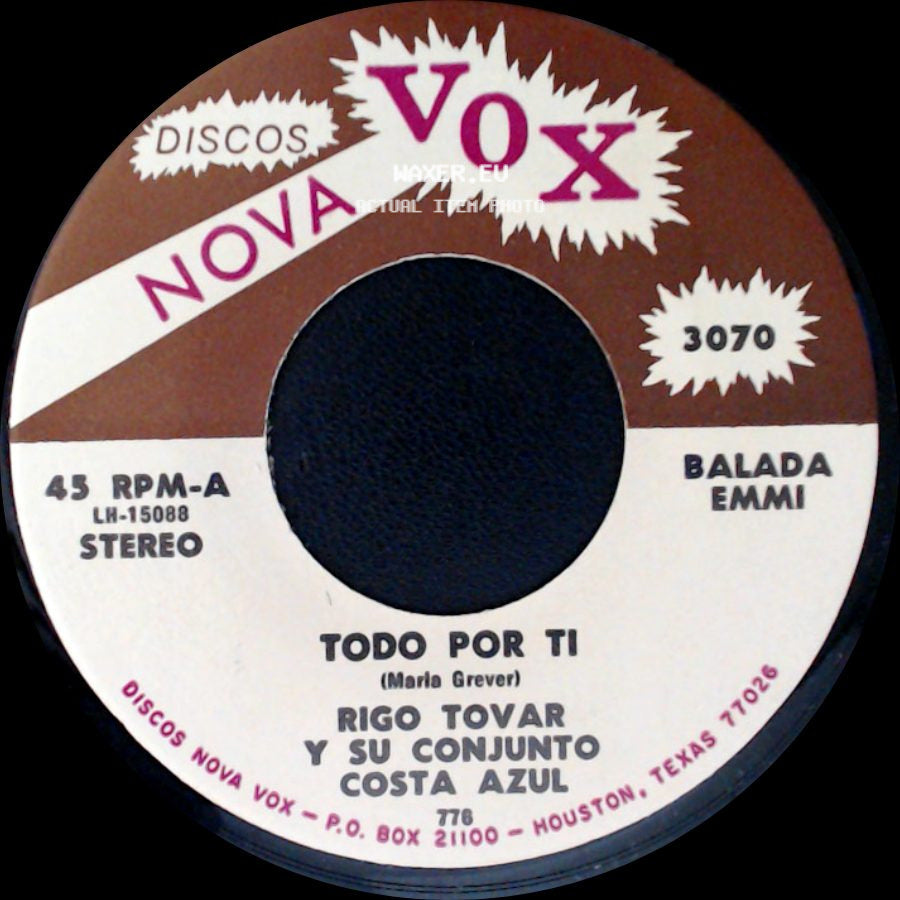 Rigo Tovar Y Su Conjunto Costa Azul - Asi Soy Yo / Todo Por Ti side B