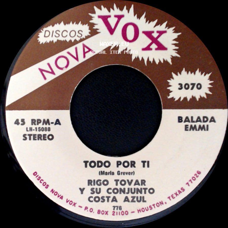 Rigo Tovar Y Su Conjunto Costa Azul - Todo Por Ti / Asi Soy Yo side A