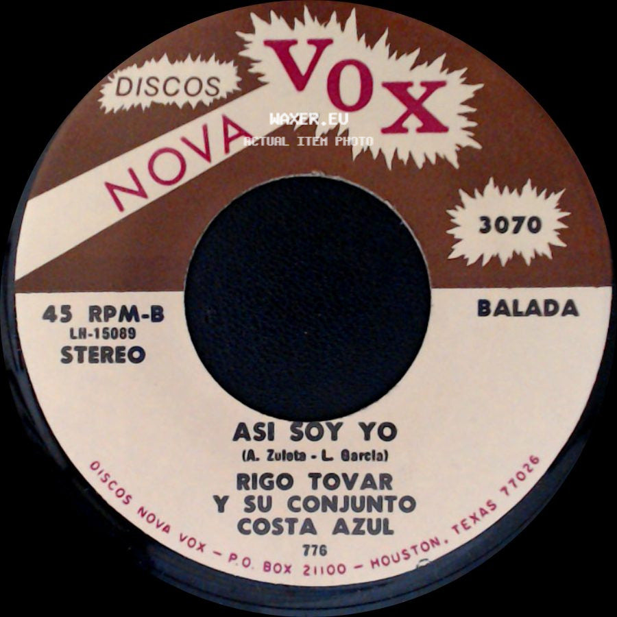 Rigo Tovar Y Su Conjunto Costa Azul - Todo Por Ti / Asi Soy Yo side B