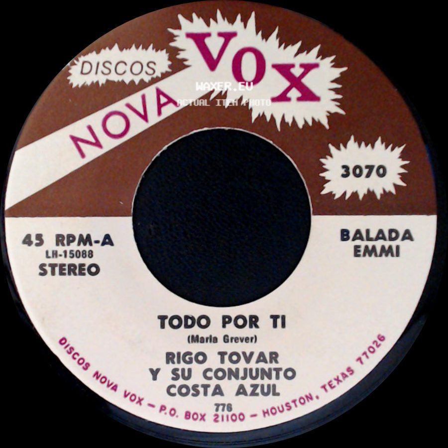 Rigo Tovar Y Su Conjunto Costa Azul - Asi Soy Yo / Todo Por Ti side B