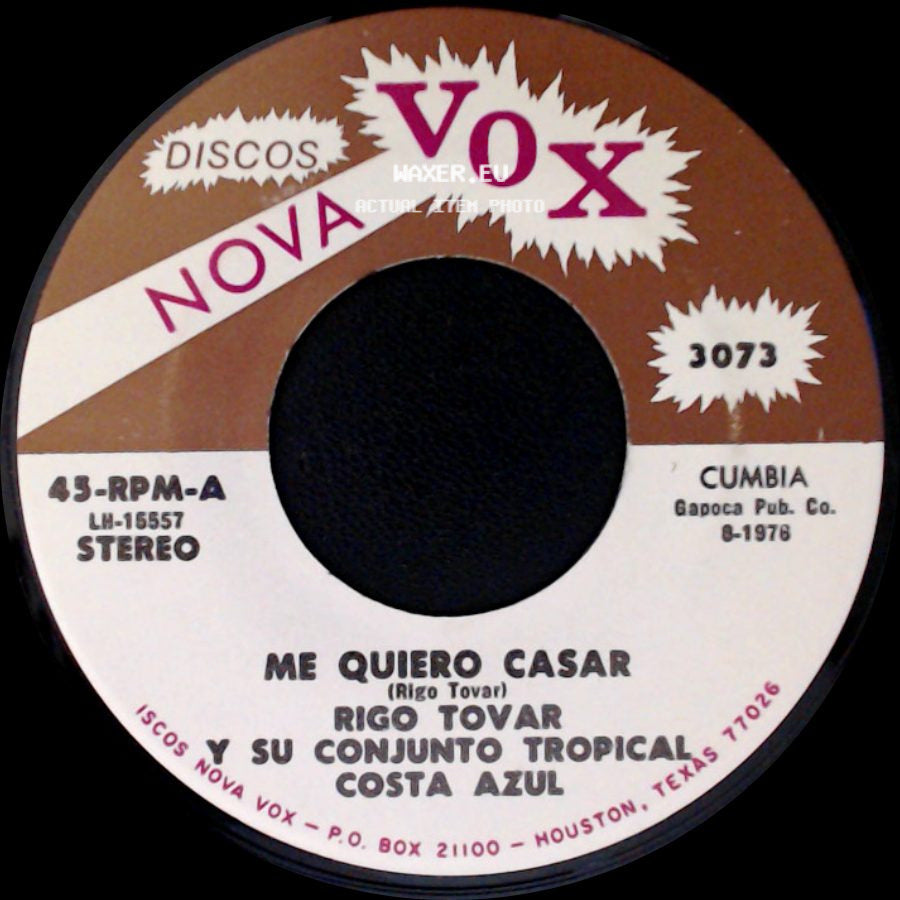 Rigo Tovar Y Su Conjunto Tropical Costa Azul - Amor Imposible / Me Quiero Casar side B