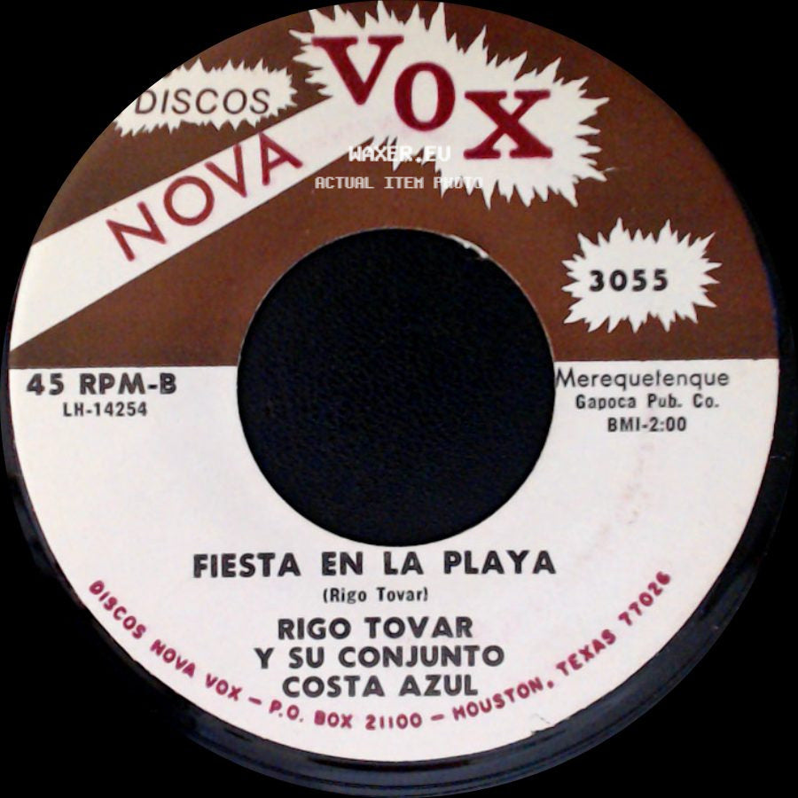 Rigo Tovar Y Su Conjunto Costa Azul - Fiesta En La Playa / Recordando Un Cariño side A